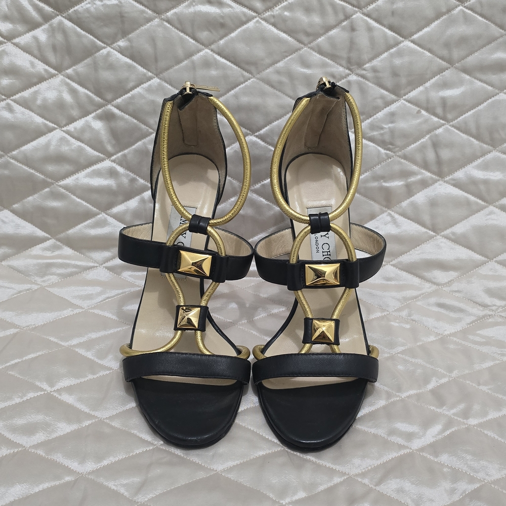 Jimmy Choo Elegant Black and Gold Heels